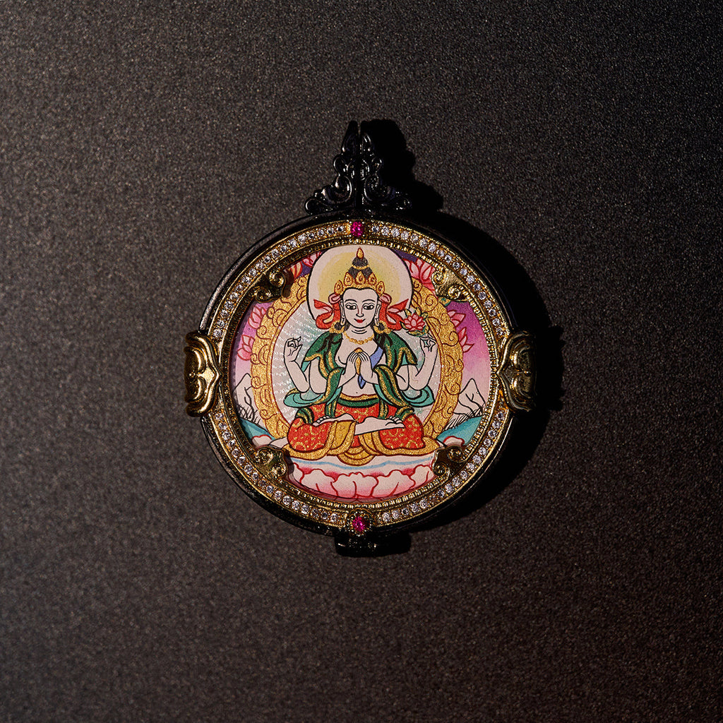 སྤྱན་རས་གཟིགས། ཛམ་བྷ་ལ། • 四臂观音 & 黄财神 • Avalokiteshvara & Yellow Jambhala