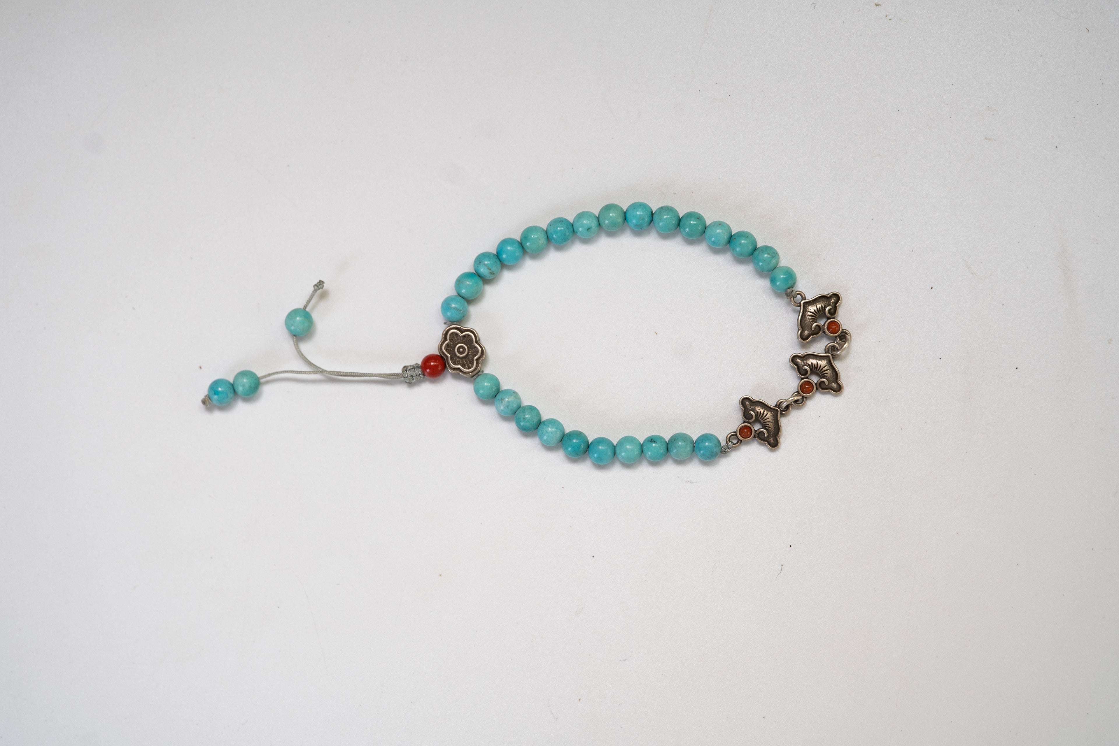 Tibetan Turquoise, Auspicious and Prosperous Tibetan Silver Bracelet