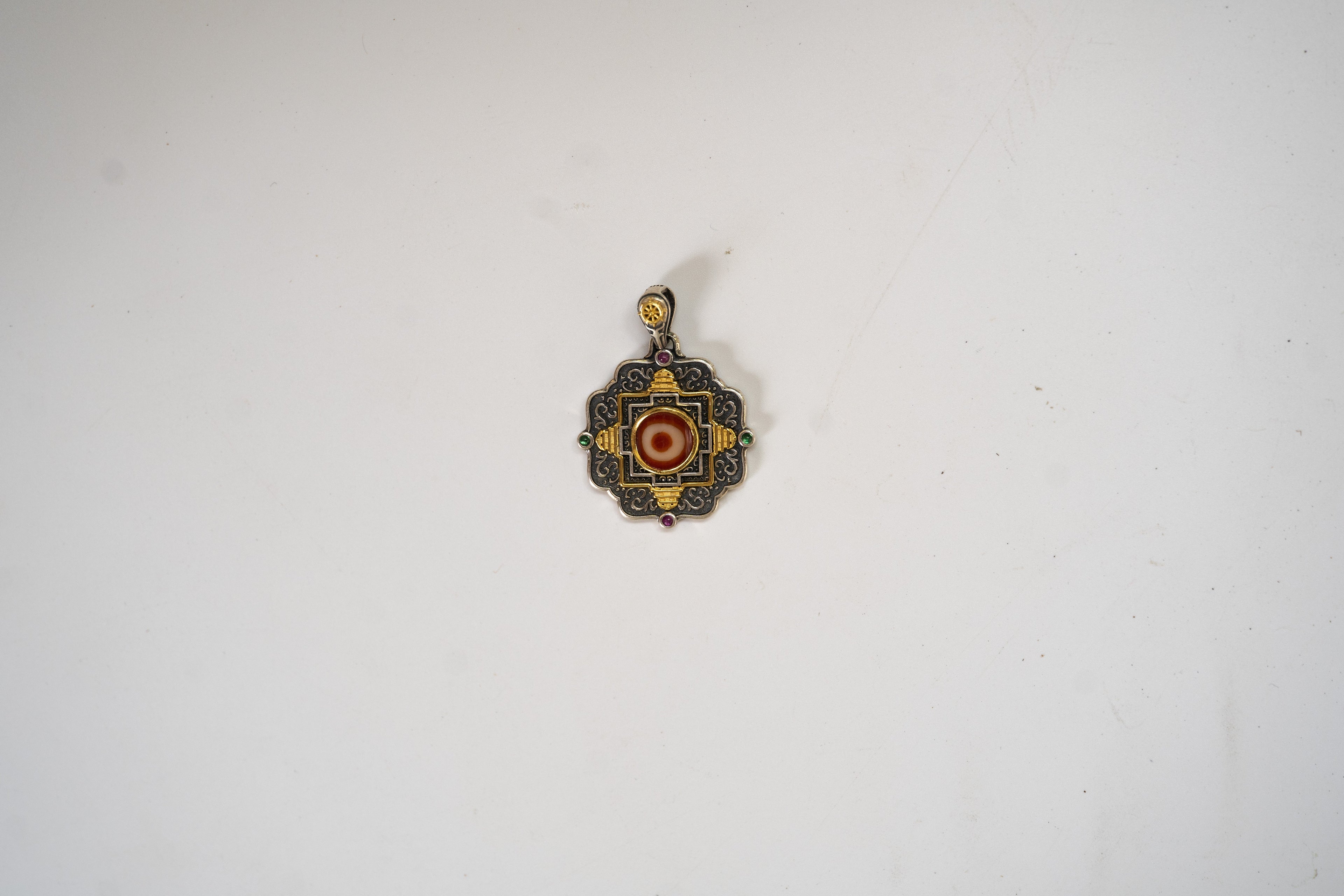 Tibetan Cross Vajra Mandala Sky Eye Wisdom Tibetan Silver Pendant