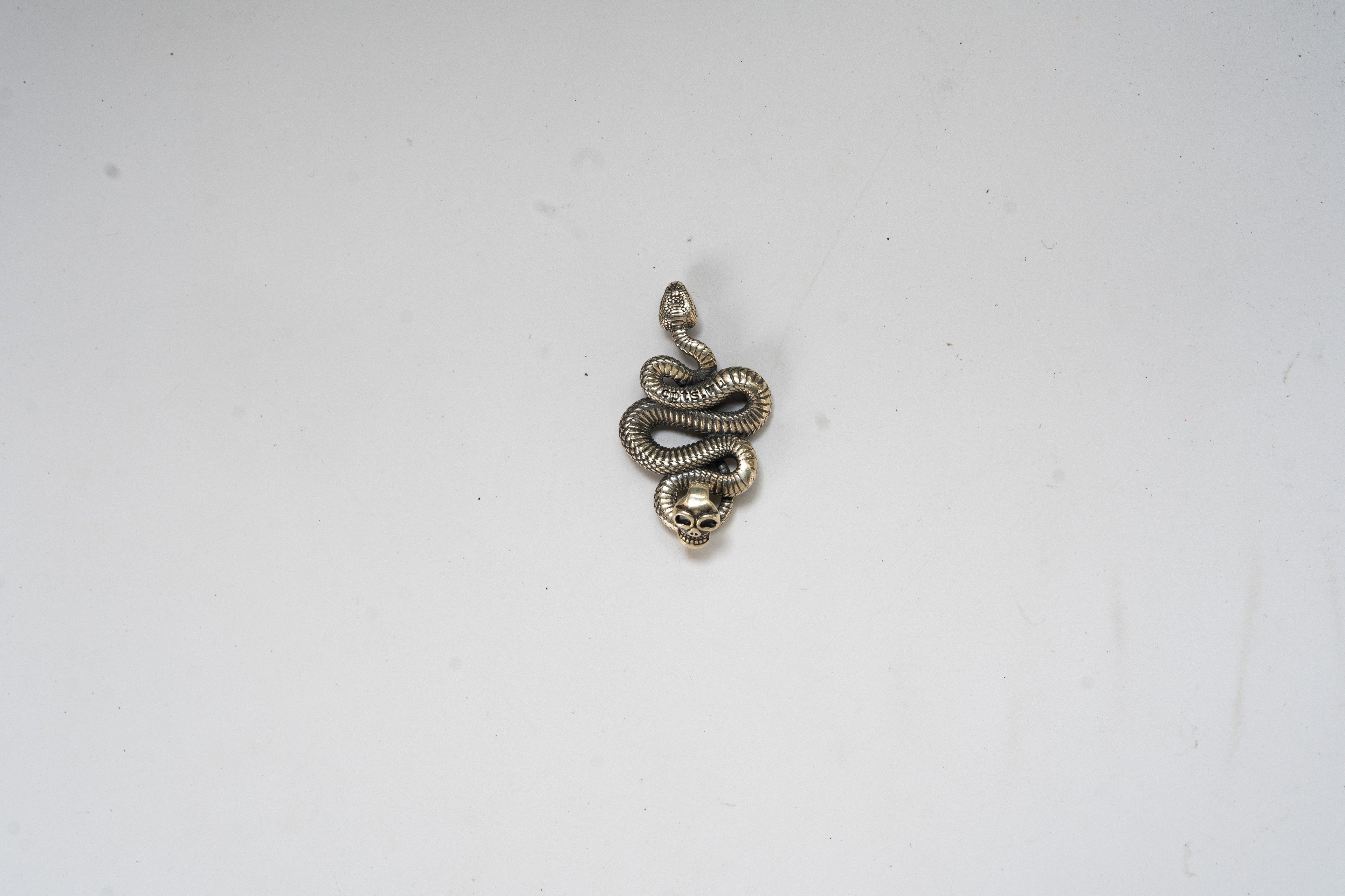 Tibetan Naga Snake Coil Skeleton Amulet Sterling Silver Pendant