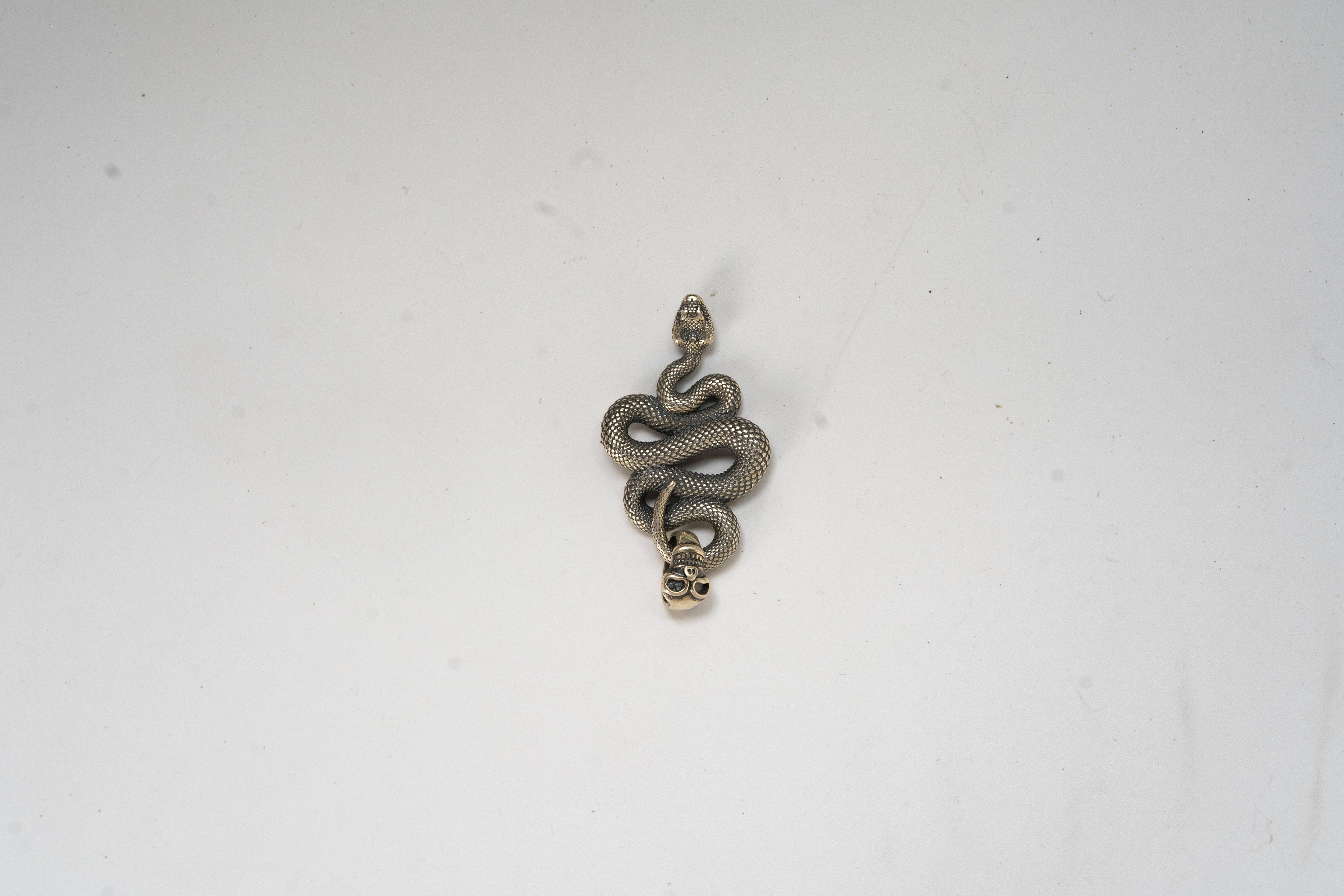 Tibetan Naga Snake Coil Skeleton Amulet Sterling Silver Pendant