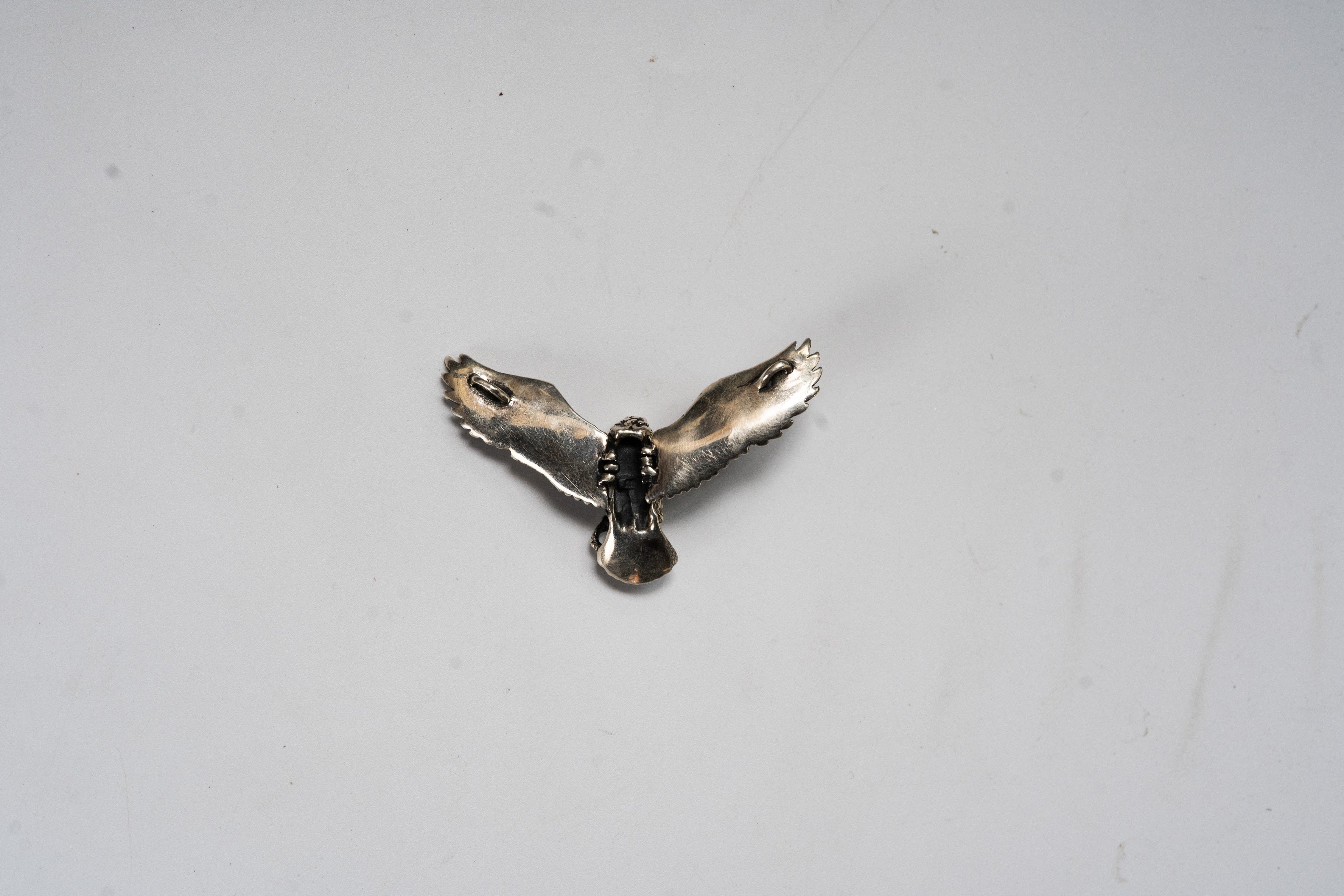 Tibetan Silver Eagle Pendant - Handmade 925 Sterling Silver Spread-Winged Eagle Ornament