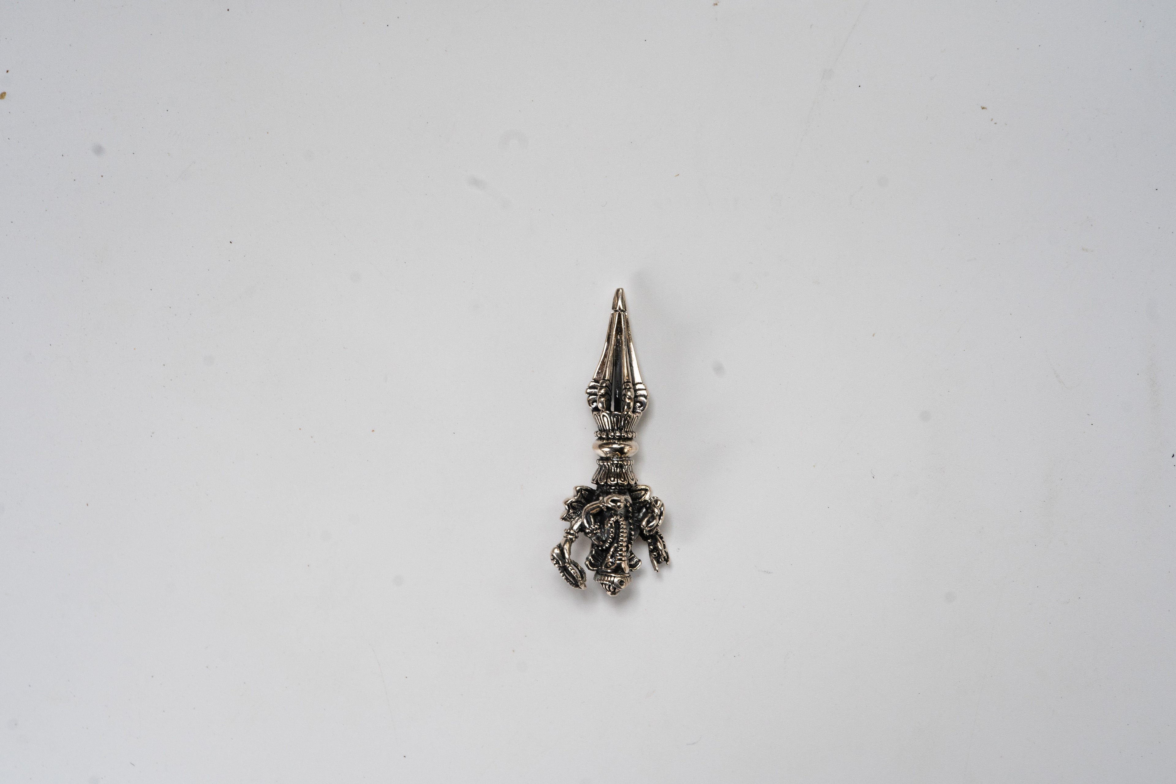 Tibetan Dorje Pendant: Vajra and Protector Eliminating Ignorance in Tibetan Silver