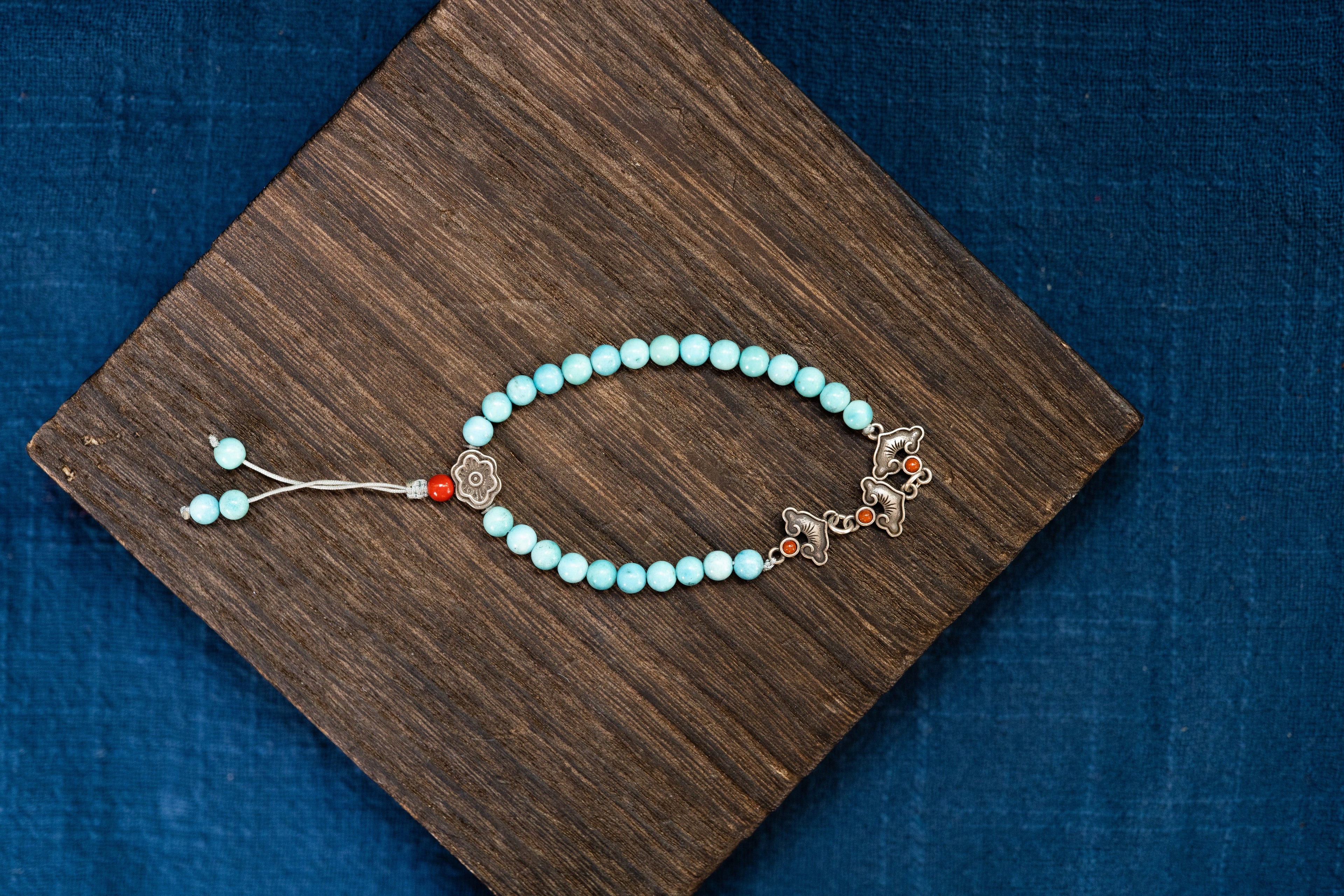 Tibetan Turquoise, Auspicious and Prosperous Tibetan Silver Bracelet