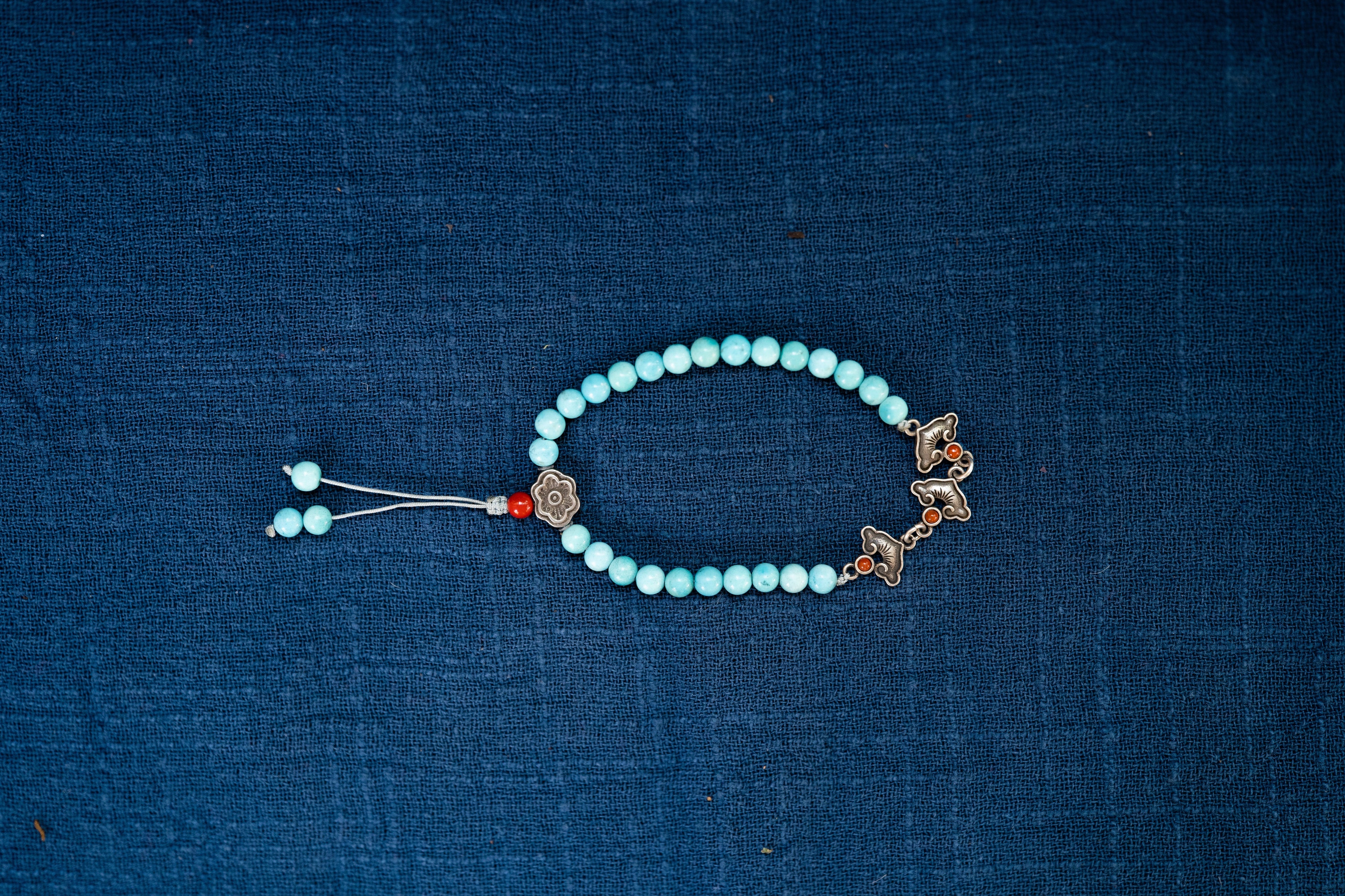 Tibetan Turquoise, Auspicious and Prosperous Tibetan Silver Bracelet