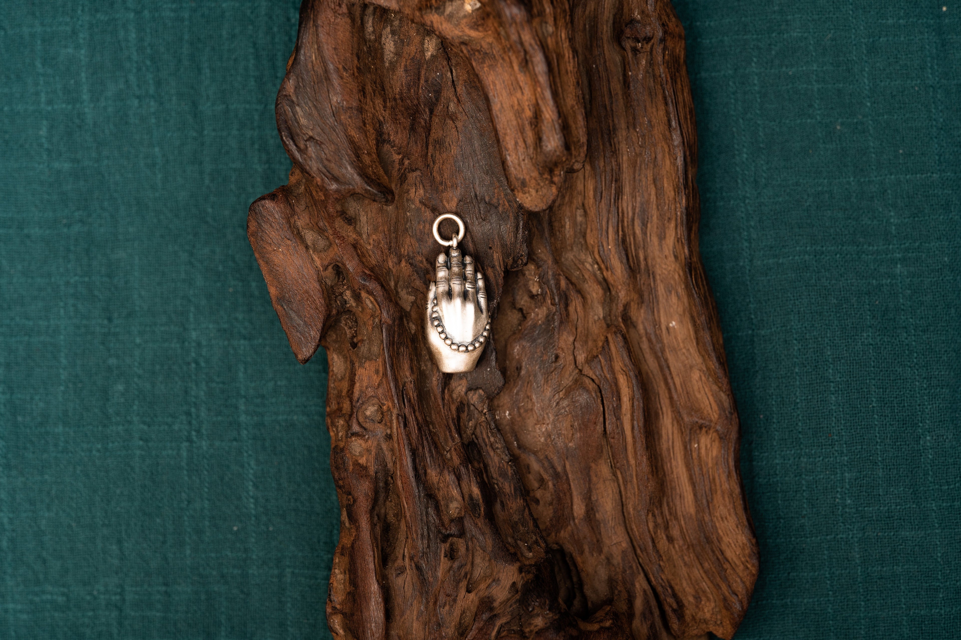 Tibetan Silver Buddha Hand Pendant - Handcrafted 925 Silver Traditional Jewelry